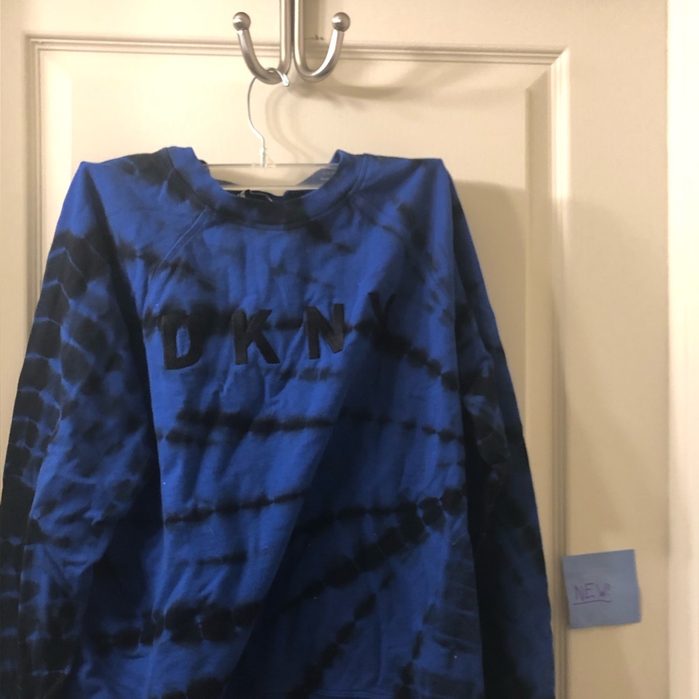 brand new DKNY size large black & blue sweatshirt